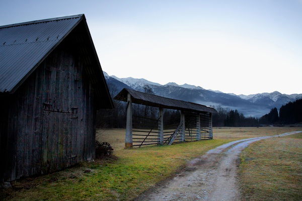 Cabin and mountains in Slovenia