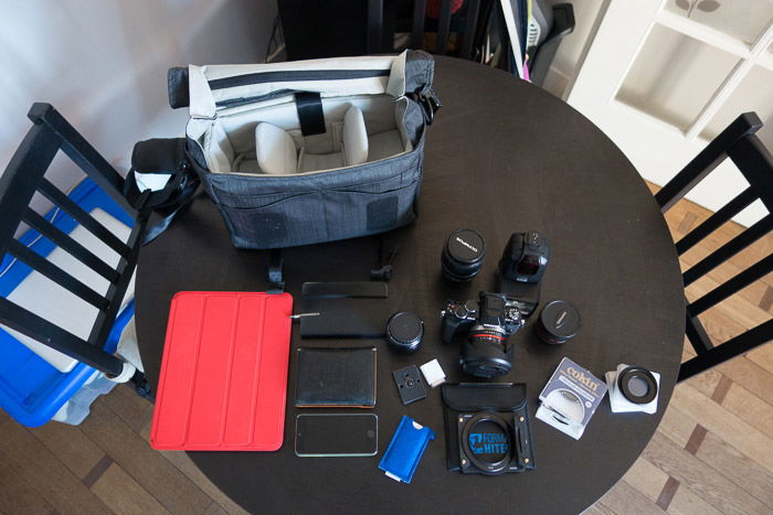 All gear that can fit inside the Tenba Messenger Camera Bag