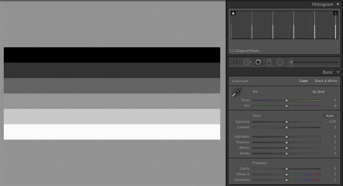 Example of Contrast Bars in Adobe Lightroom