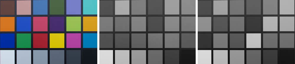 picture of a Color test card. Desaturation and Grayscale