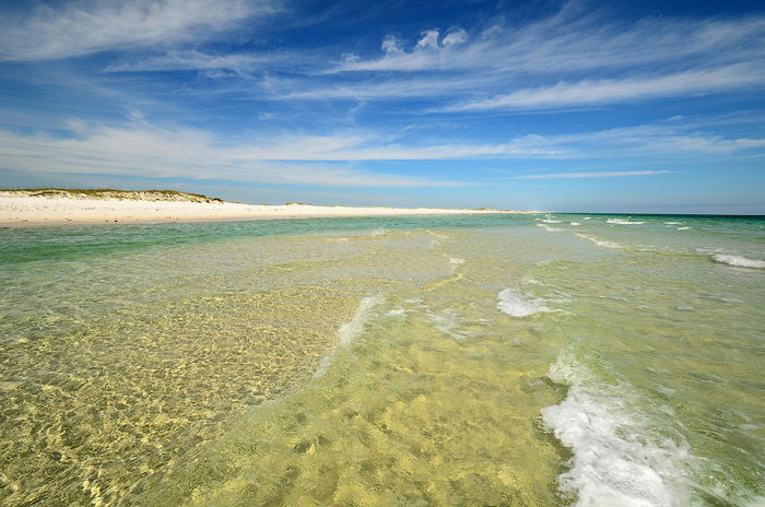 A beautiful beach sea scape on a clear day