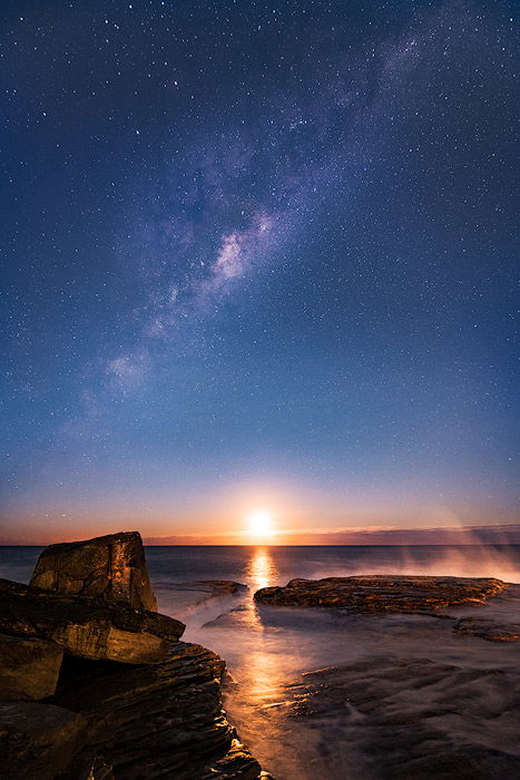 The milky way over a coastal seascape