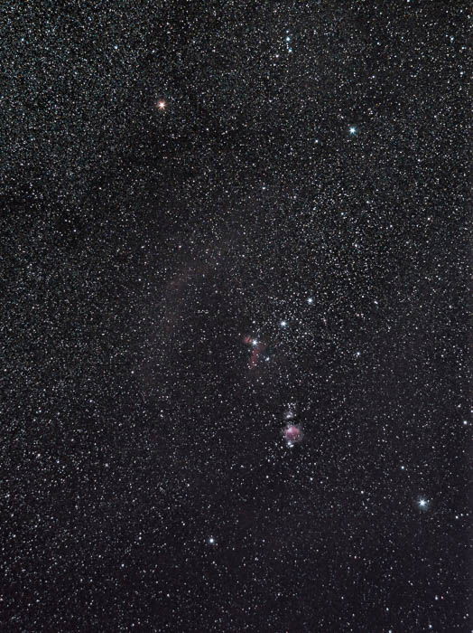 Night sky photography of Rigel, Witch Head Nebula, Betelgeuse, Rosette Nebula