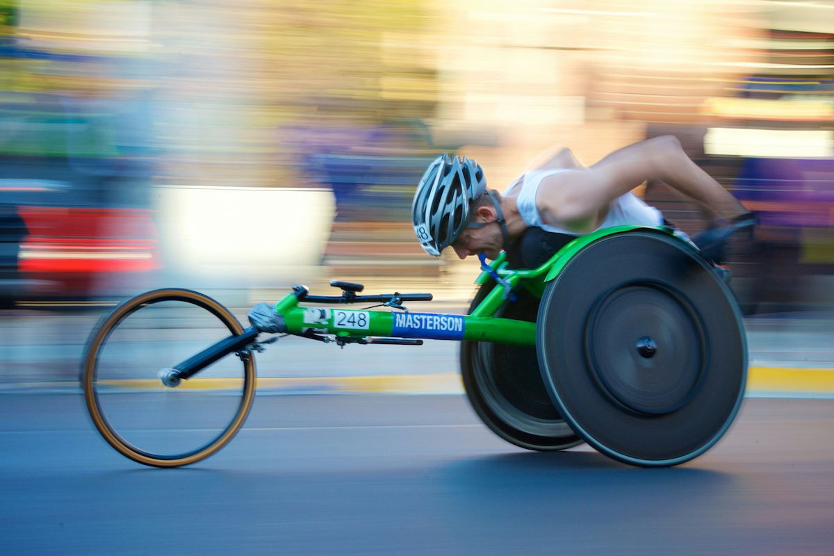 A wheelchair racer with motion blur as an example for sports photography