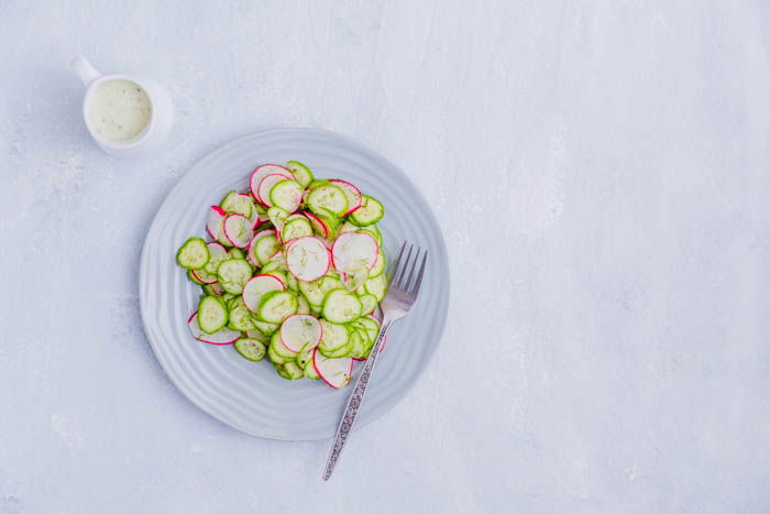 radish and cucumber salad with sauce