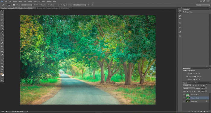 A screenshot showing how to turn photos into paintings using Photoshop