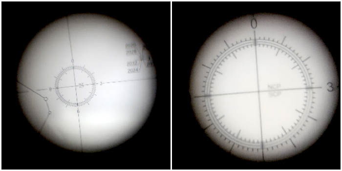 Two pictures of a telescope view.