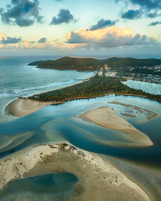 exposure bracketing drone photography view of a seascape and coastal landscape