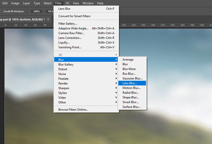 a screenshot showing how to make a blurred background in Photoshop