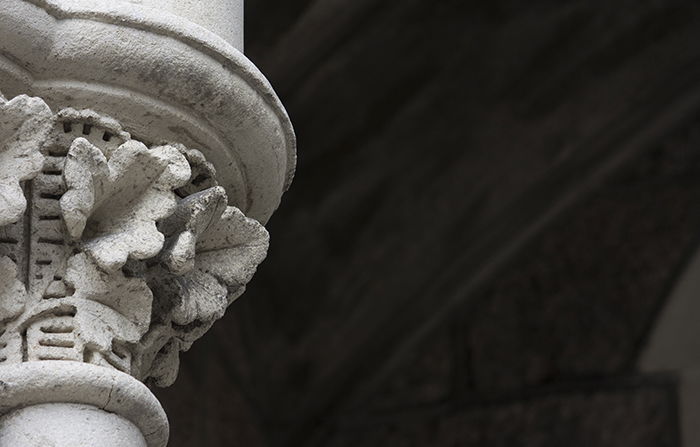 Stone column detail from the newly restored Arts Centre,  Christchurch, New Zealand. Architecture photography