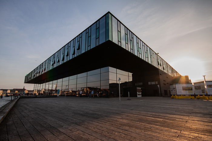 The Skuespilhuset (Copenhagen, Denmark) at sunset. Urban photography