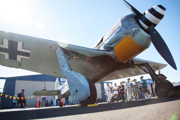 Low angle airshow photography of a grounded airplane