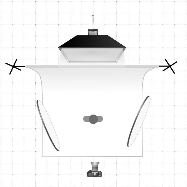 Lighting diagram for food photography setup