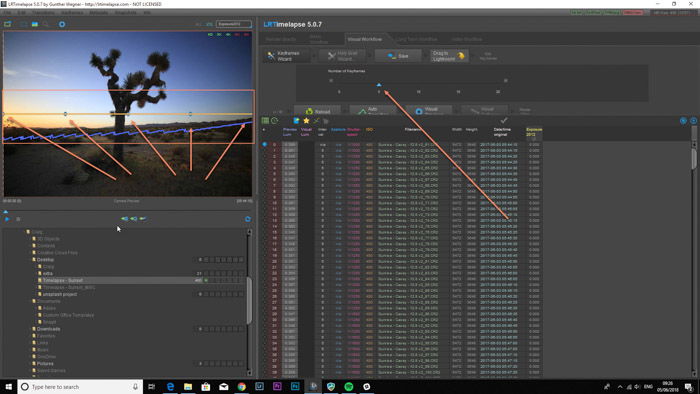 Lightroom screenshot of adding keyframes on LRTimelapse