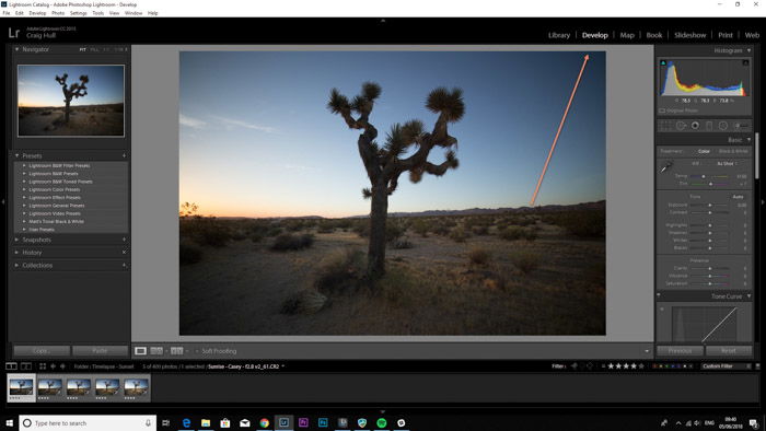 Lightroom screenshot of develop module on LRTimelapse