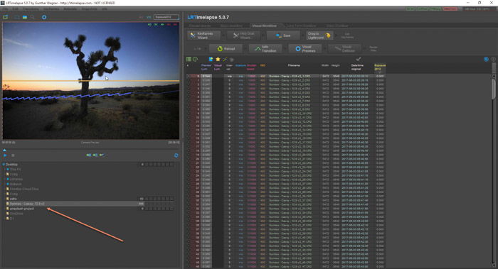 Lightroom screenshot of naming sequence on LRTimelapse