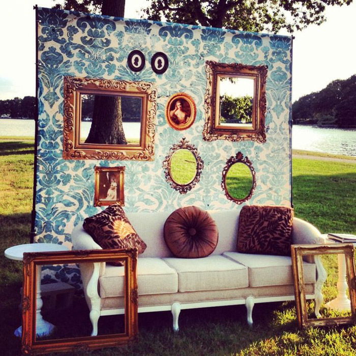 an image of a faux framed wall wedding photo booth