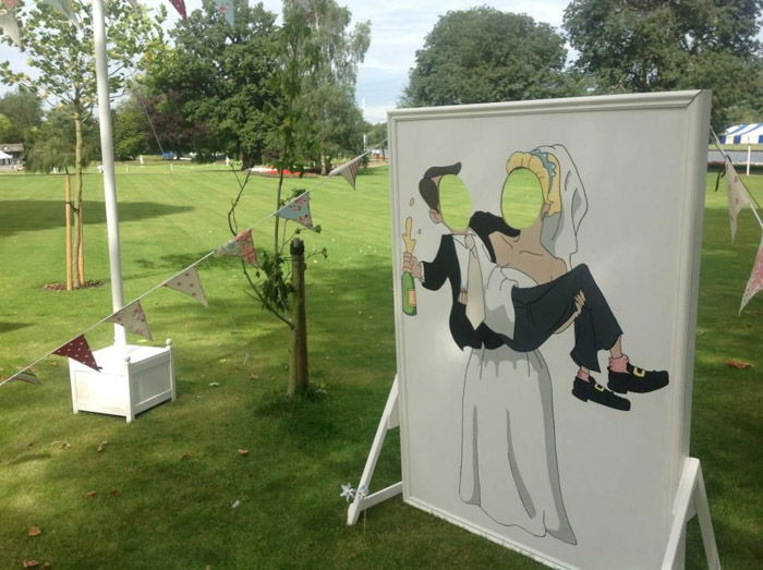 an image of an empty wedding photography stand up board