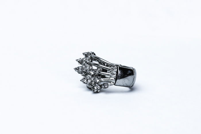 A product image close up of a silver ring 