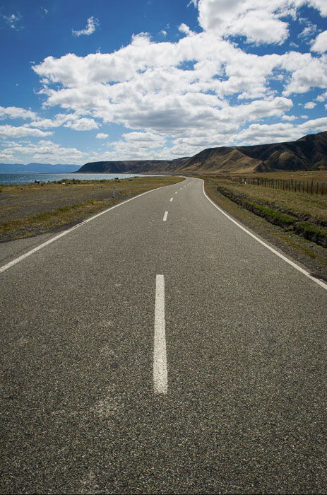 Driving through a countryside area for road trip photography