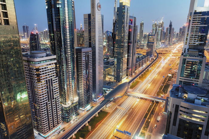 A stunning and exciting high angle cityscape photo