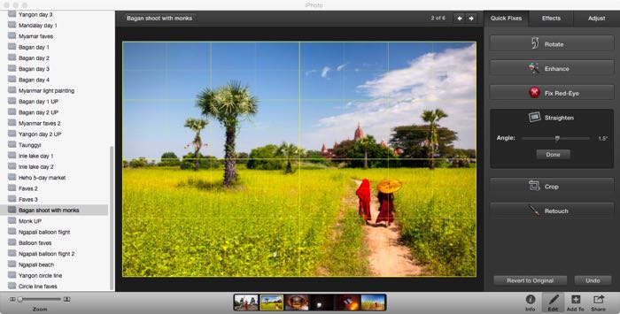 Screenshot of editing a travel photography image in Lightroom