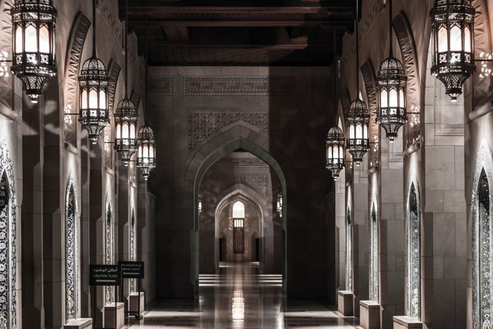 Interior of an impressive building using patterns to create rhythm in photography