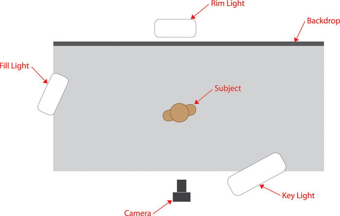 A diagram showing a lighting setup for business portraits