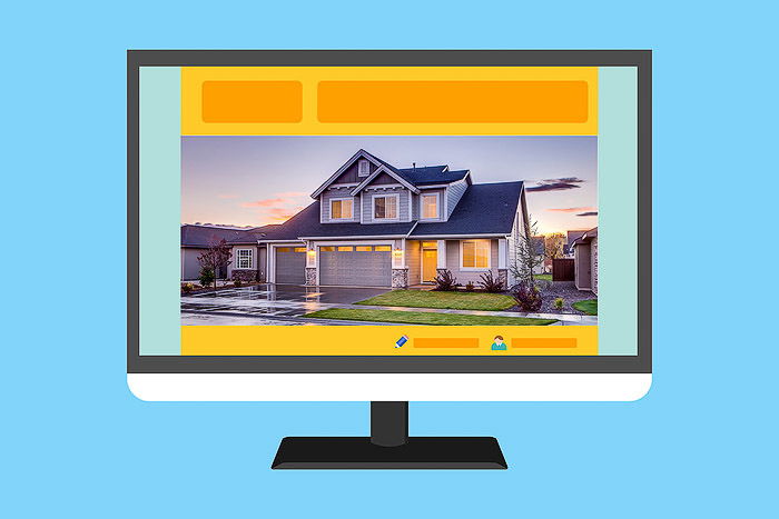 An image of a computer showing a real estate photos website