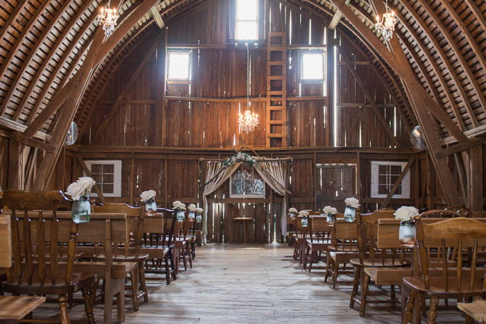 A wedding photography shot of the interior of a church