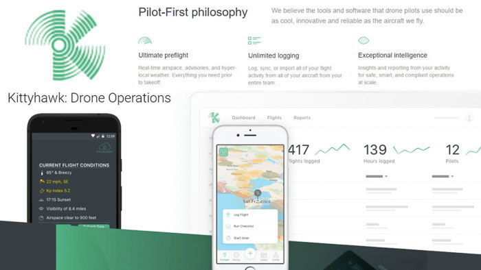 A screenshot of kittyhawk homepage - best aerial photography apps