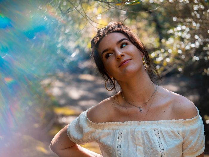 Portrait of a girl with prism photography effect