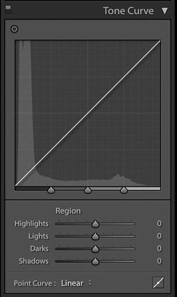 screenshot of adjusting the tone curve of an image on Lightroom for product photography editing