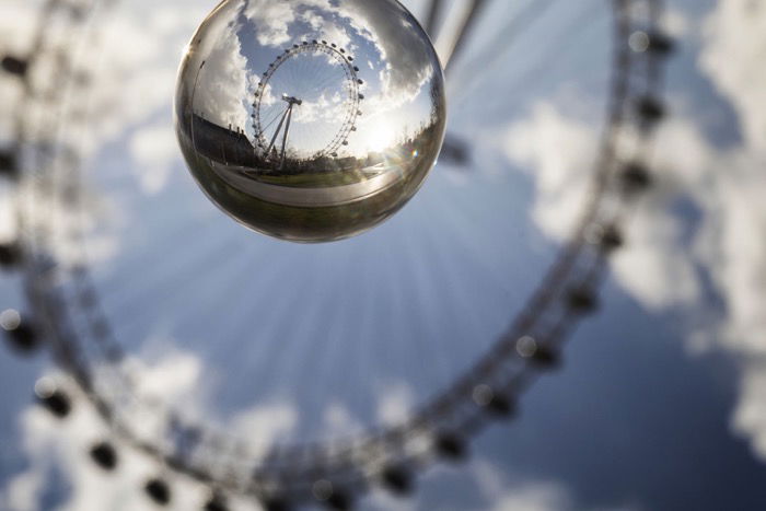 A photo of the London Eye uses a crystal ball.