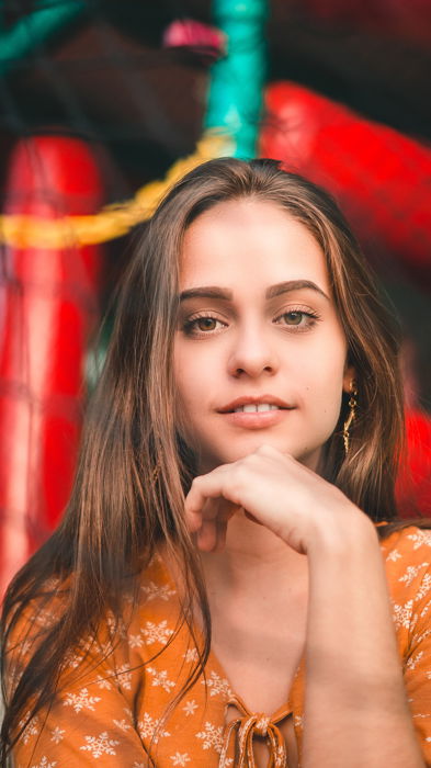 A portrait of a female model taken with high speed sync flash