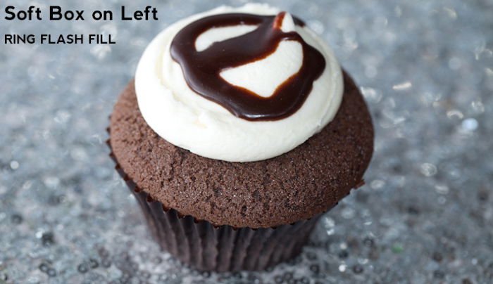 A food photo of a chocolate bun shot with soft box on left