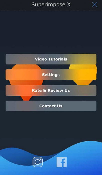 Screenshot of the Superimpose X app