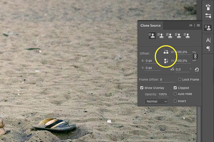 A screenshot of how to remove objects from a photo with Photoshop clone stamp tool