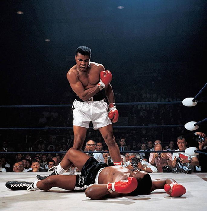 Muhammad Ali Knocks Out Sonny Liston - iconic photos by Neil Leifer 