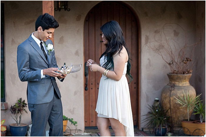 Cute prom photography of a teen couple posing outdoors