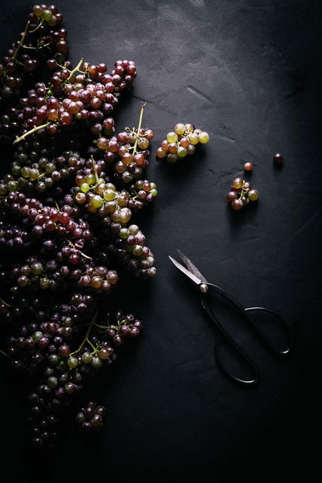 A flatlay shot of dark and mood food photography - stock photography business