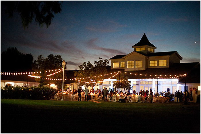 A destination wedding party at night