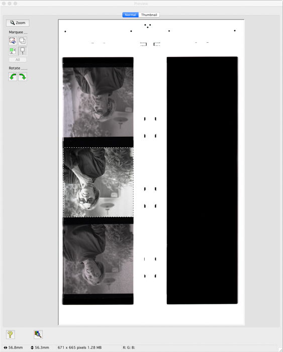 A screenshot of VueScan film scanning software interface