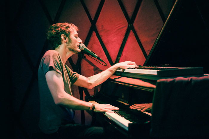 Brian Trahan of Sun Nectar performing a set at Rockwood Music Hall in Lower East Side of NYC. 