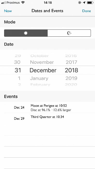 Setting the date on the photographers ephemeris 