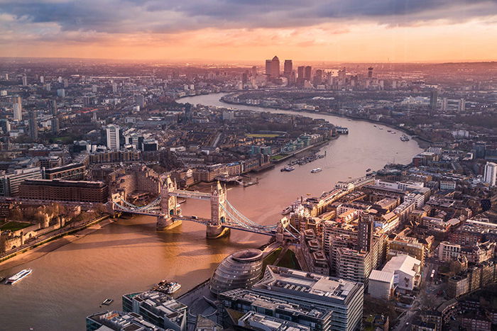 An aerial view of London city - best photography spots