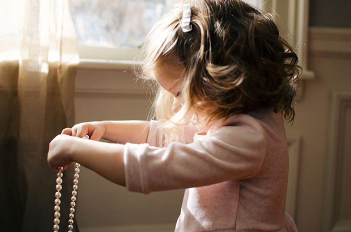 A candid portrait of a little girl