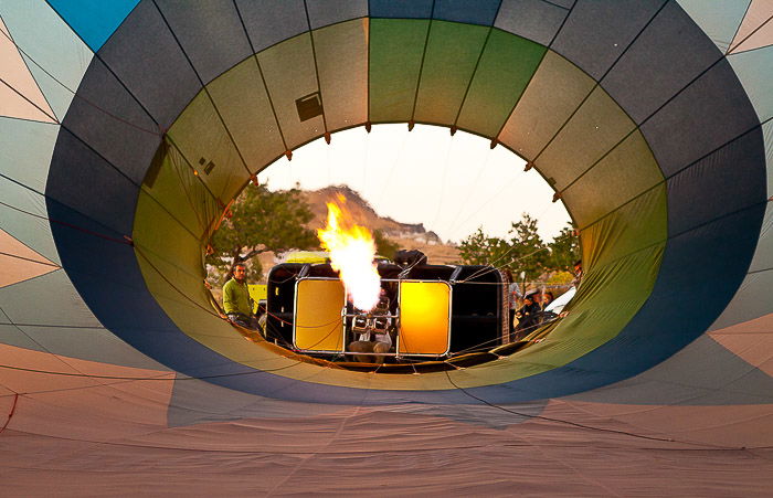 A photograph shot through a hot air balloon