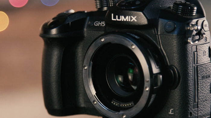 A Lumix DSLR camera fitted with a lens mount