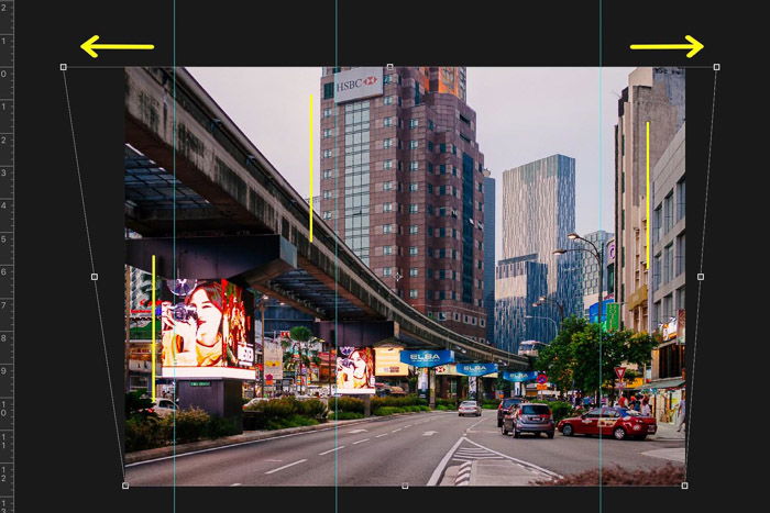 Screenshot showing how to crop and straighten images in Photoshop